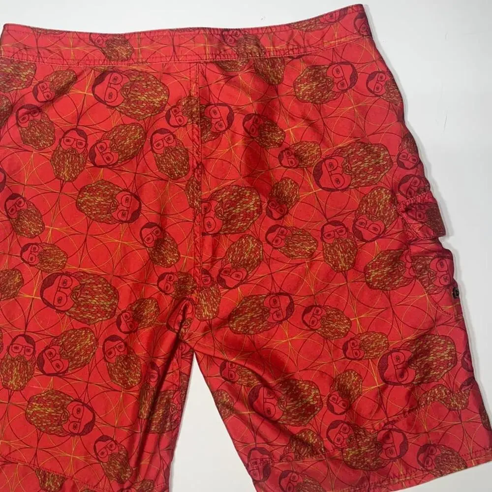 Ambiguous Red board shorts swim trunks Bearded Man Design men’s small